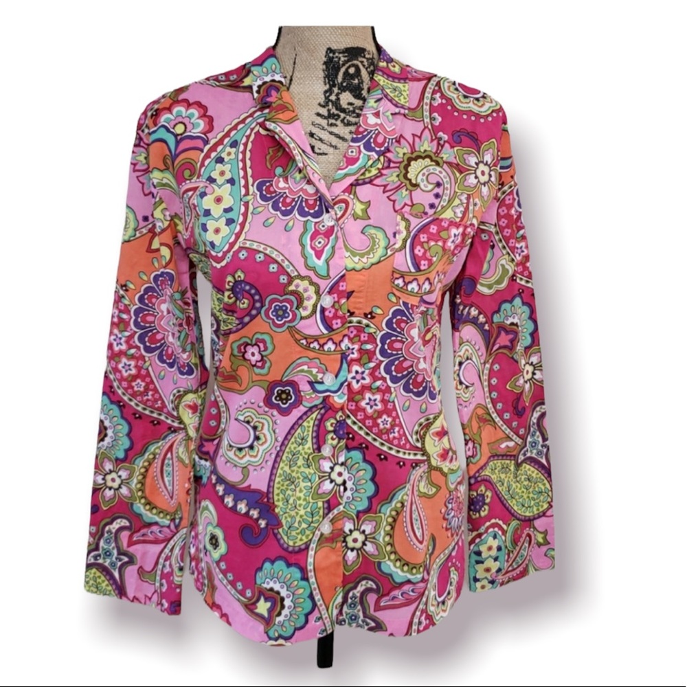 Vera Bradley Long Sleeve Paisley Shirt XS